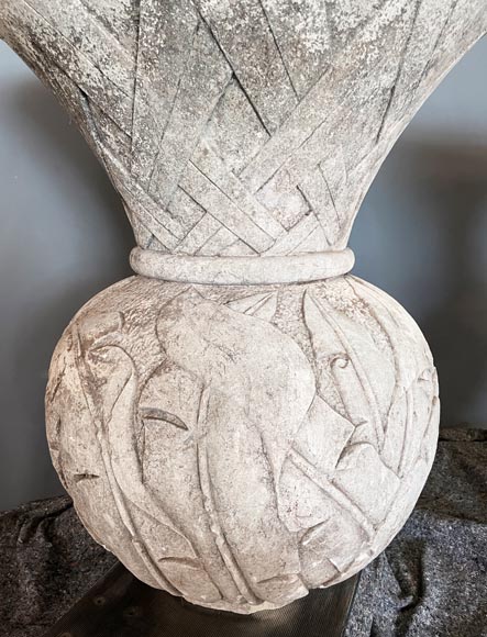 Paire de vases de jardin en pierre Paire de vases de jardin en pierre-1