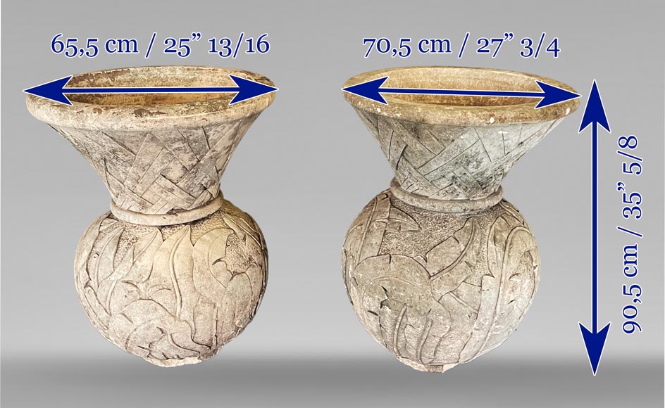 Paire de vases de jardin en pierre Paire de vases de jardin en pierre-6