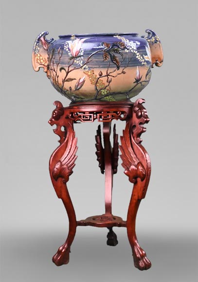 Emile GALLÉ, important vase à décor floral Emile GALLÉ, important vase à décor floral-0