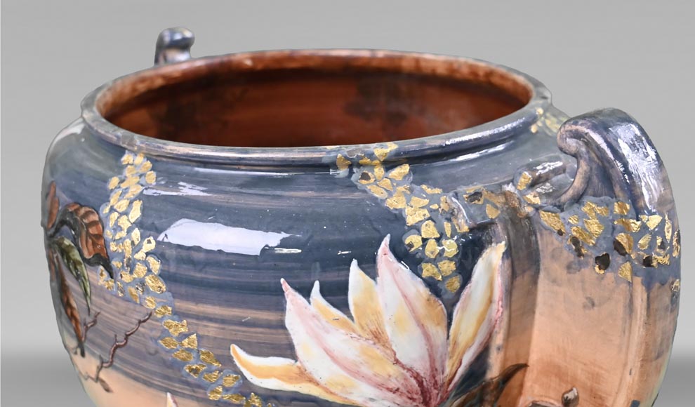 Emile GALLÉ, important vase à décor floral Emile GALLÉ, important vase à décor floral-4