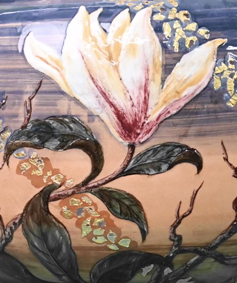 Emile GALLÉ, important vase à décor floral Emile GALLÉ, important vase à décor floral-6