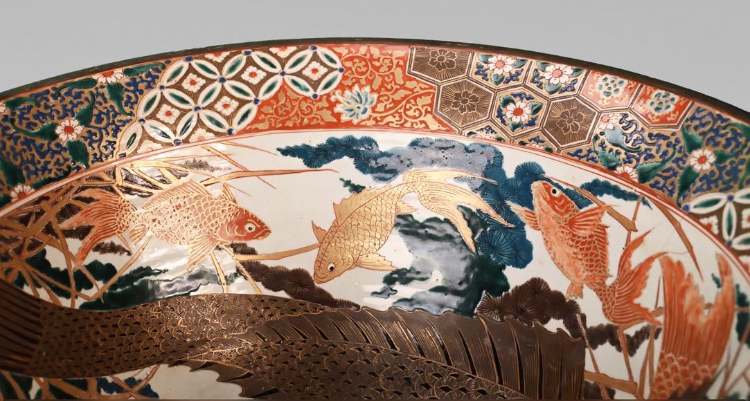 Alphonse GIROUX, coupe aux carpes koï de style japonisant Alphonse GIROUX, coupe aux carpes koï de style japonisant-3