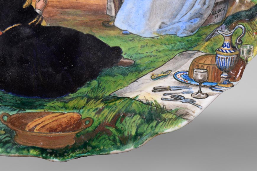 Théodore DECK (céramiste), Eugène GLUCK (peintre), Plat d'ornement orné d'une scène bucolique à l’escarpolette Théodore DECK (céramiste), Eugène GLUCK (peintre), Plat d'ornement orné d'une scène bucolique à l’escarpolette-5