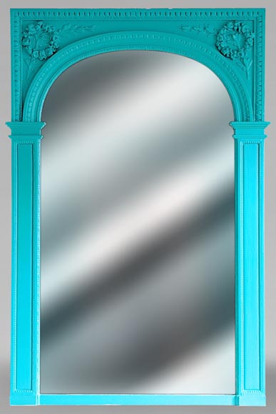 Petit trumeau de style Louis XVI à fronton décoré en demi cercle Petit trumeau de style Louis XVI à fronton décoré en demi cercle-0