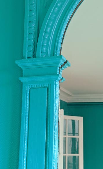 Petit trumeau de style Louis XVI à fronton décoré en demi cercle Petit trumeau de style Louis XVI à fronton décoré en demi cercle-3