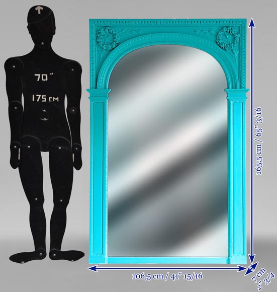 Petit trumeau de style Louis XVI à fronton décoré en demi cercle Petit trumeau de style Louis XVI à fronton décoré en demi cercle-5