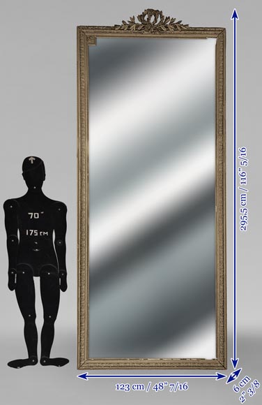 Grand trumeau de style Louis XVI avec double couronne de laurier, peinture couleur bronze Grand trumeau de style Louis XVI avec double couronne de laurier, peinture couleur bronze -5