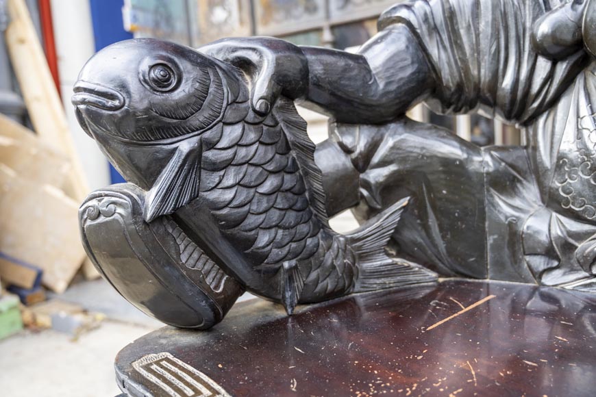 Paire de fauteuils japonais sculptés – Ebisu et Daikoku Paire de fauteuils japonais sculptés – Ebisu et Daikoku-2