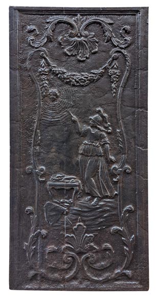 Plaque de cheminée représentant le mythe d'Athena et Arachné Plaque de cheminée représentant le mythe d'Athena et Arachné-0