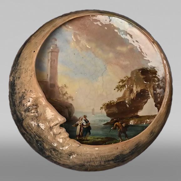 Une pièce rare d’Emile GALLÉ, lune et fantaisie paysagère d’après Joseph Vernet Une pièce rare d’Emile GALLÉ, lune et fantaisie paysagère d’après Joseph Vernet-0