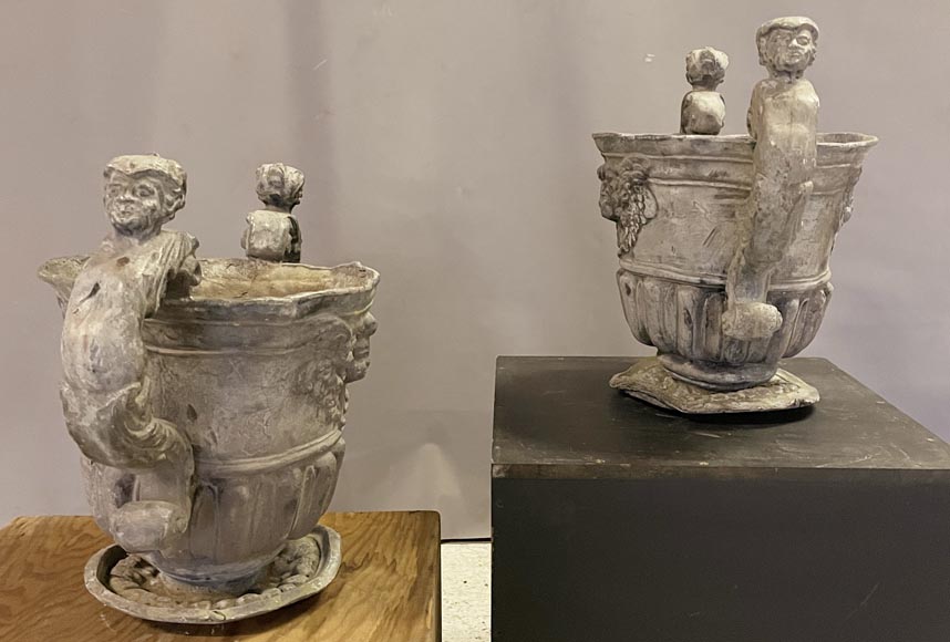 Vase en plomb de style baroque anglais, Fonderie Bulbeck, XIXe siècle Vase en plomb de style baroque anglais, Fonderie Bulbeck, XIXe siècle-1