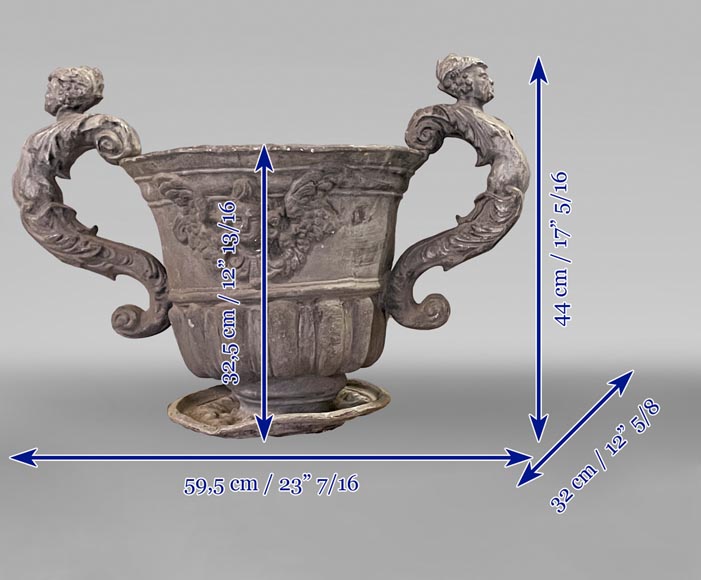 Vase en plomb de style baroque anglais, Fonderie Bulbeck, XIXe siècle Vase en plomb de style baroque anglais, Fonderie Bulbeck, XIXe siècle-13