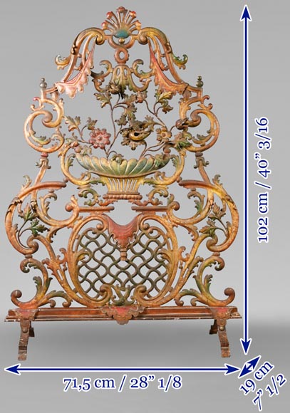 Pare étincelle polychrome de style Louis XV Pare étincelle polychrome de style Louis XV-9