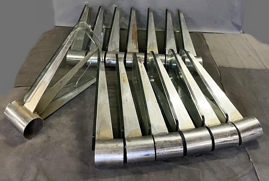 Escalier à colimaçon en verre et métal chromé Escalier à colimaçon en verre et métal chromé-10