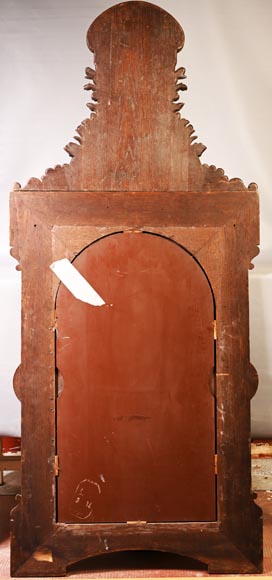 DECK Théodore, miroir monumental en chêne orné de médaillons en faïence verte DECK Théodore, miroir monumental en chêne orné de médaillons en faïence verte-17