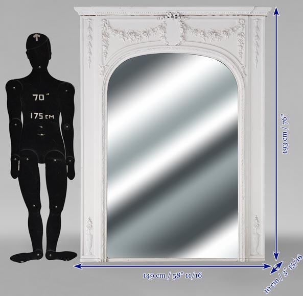 Trumeau de style Louis XVI arrondi orné d'une guirlande de fleurs Trumeau de style Louis XVI arrondi orné d'une guirlande de fleurs-7