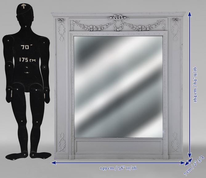 Trumeau au décor de guirlande de fleurs de style Louis XVI Trumeau au décor de guirlande de fleurs de style Louis XVI-6