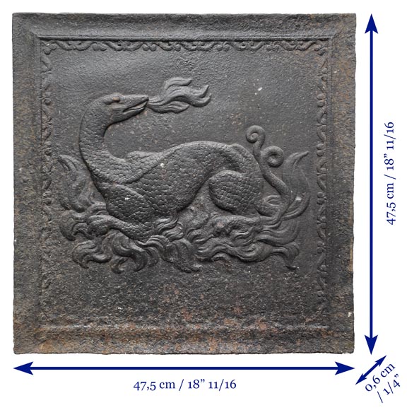 Plaque de cheminée du XVIIe siècle, décorée d’une salamandre, emblème de François Ier Plaque de cheminée du XVIIe siècle, décorée d’une salamandre, emblème de François Ier-5