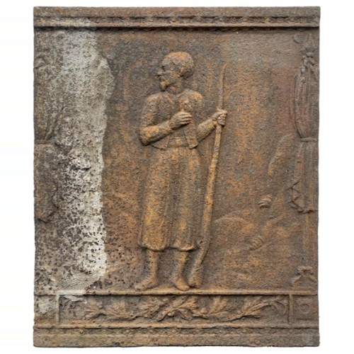 Plaque de cheminée décorée d’une figure de « zouave »