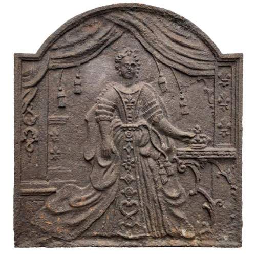 Plaque de cheminée du XVIIIe siècle de style Louis XV représentant la reine de France Marie Leczinska