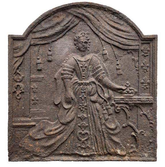 Plaque de cheminée du XVIIIe siècle de style Louis XV représentant la reine de France Marie Leczinska Plaque de cheminée du XVIIIe siècle de style Louis XV représentant la reine de France Marie Leczinska-0