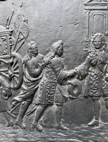 Plaque de cheminée, datant du XIXe siècle, de l’adieu du roi d’Espagne avec le roi de France Plaque de cheminée, datant du XIXe siècle, de l’adieu du roi d’Espagne avec le roi de France-2