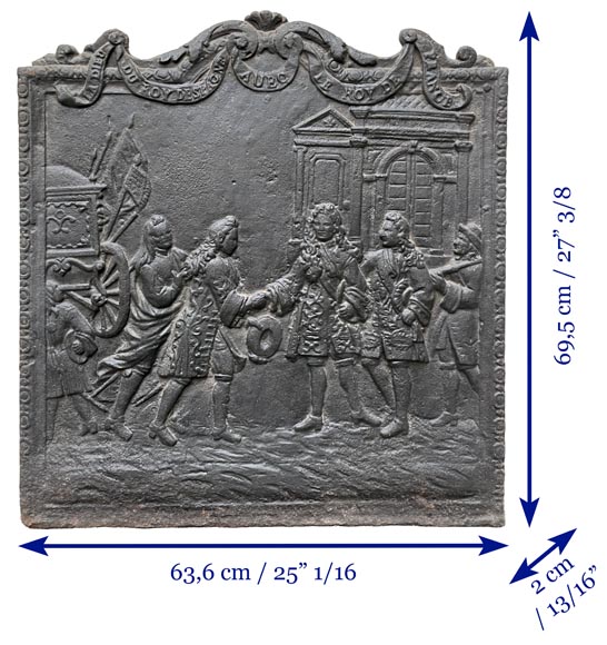 Plaque de cheminée, datant du XIXe siècle, de l’adieu du roi d’Espagne avec le roi de France Plaque de cheminée, datant du XIXe siècle, de l’adieu du roi d’Espagne avec le roi de France-7