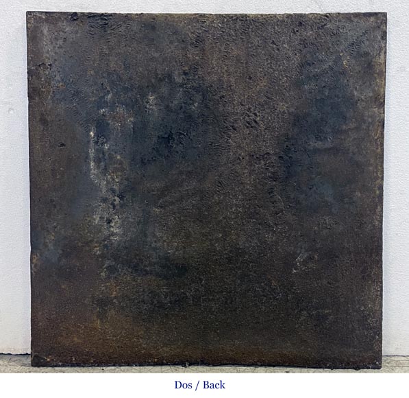 Plaque de cheminée carrée aux fleurs de lys et emblèmes monarchiques Plaque de cheminée carrée aux fleurs de lys et emblèmes monarchiques-4