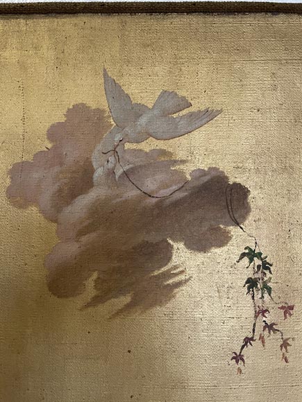 Paire de toiles décoratives sur le thème de la musique dans le goût du XVIIIe siècle Paire de toiles décoratives sur le thème de la musique dans le goût du XVIIIe siècle-3