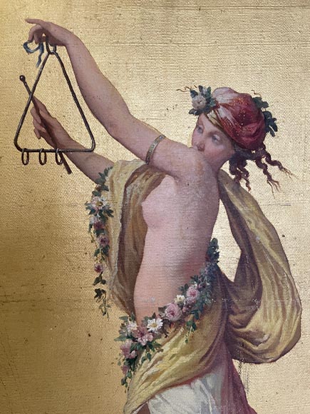 Paire de toiles décoratives sur le thème de la musique dans le goût du XVIIIe siècle Paire de toiles décoratives sur le thème de la musique dans le goût du XVIIIe siècle-4