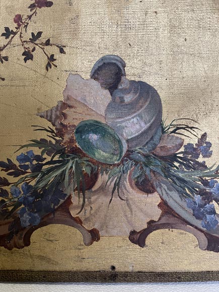 Paire de toiles décoratives sur le thème de la musique dans le goût du XVIIIe siècle Paire de toiles décoratives sur le thème de la musique dans le goût du XVIIIe siècle-6