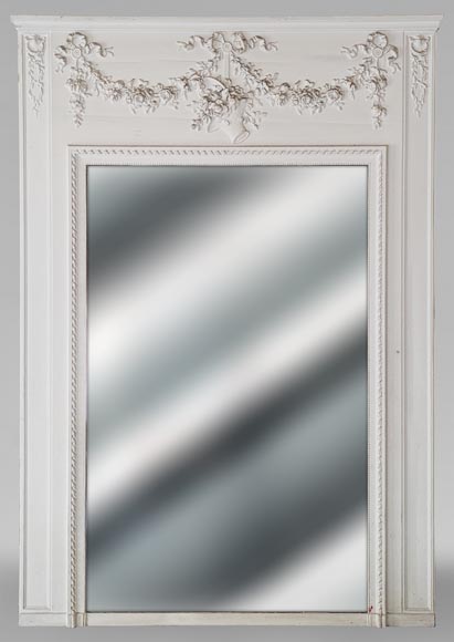 Trumeau de style Louis XVI à panier fleuri Trumeau de style Louis XVI à panier fleuri-0