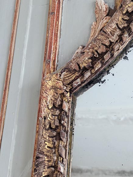 Trumeau d’époque Transition en bois sculpté au couple d’oiseaux Trumeau d’époque Transition en bois sculpté au couple d’oiseaux-4