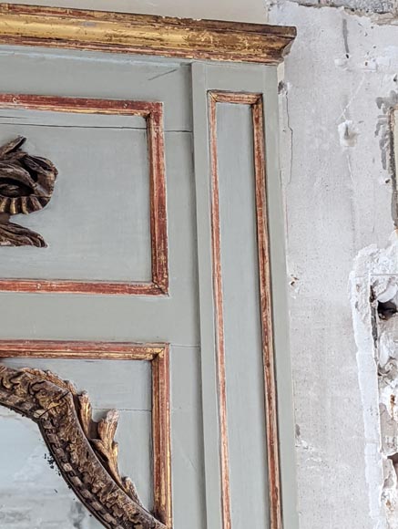 Trumeau d’époque Transition en bois sculpté au couple d’oiseaux Trumeau d’époque Transition en bois sculpté au couple d’oiseaux-5