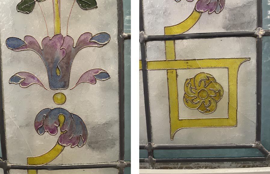 Ensemble de 2 vitraux de style Napoléon III Ensemble de 2 vitraux de style Napoléon III-11