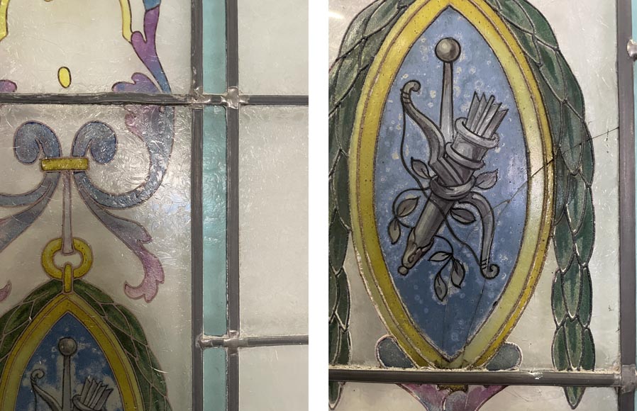 Ensemble de 2 vitraux de style Napoléon III Ensemble de 2 vitraux de style Napoléon III-12