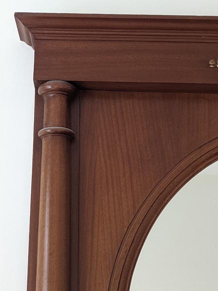 Trumeau de style Empire au dessus en demi cercle sculpté en bois de noyer Trumeau de style Empire au dessus en demi cercle sculpté en bois de noyer-2
