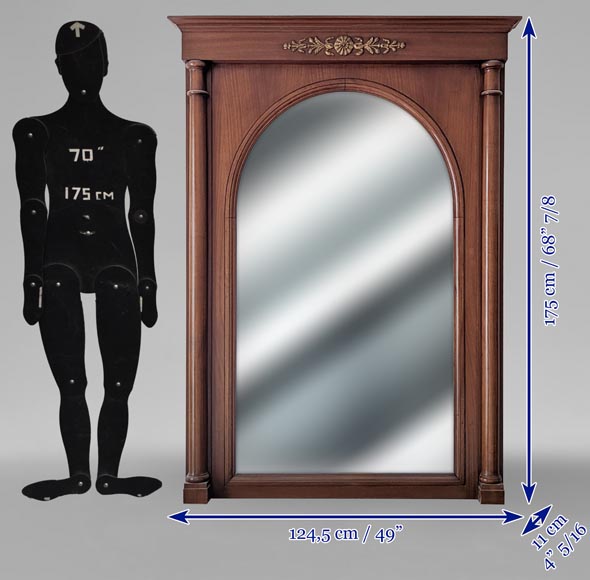 Trumeau de style Empire au dessus en demi cercle sculpté en bois de noyer Trumeau de style Empire au dessus en demi cercle sculpté en bois de noyer-7