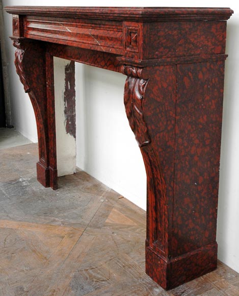 Cheminée en marbre rouge Griotte à feuilles d'eau Cheminée en marbre rouge Griotte à feuilles d'eau-3