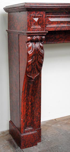 Cheminée en marbre rouge Griotte à feuilles d'eau Cheminée en marbre rouge Griotte à feuilles d'eau-5