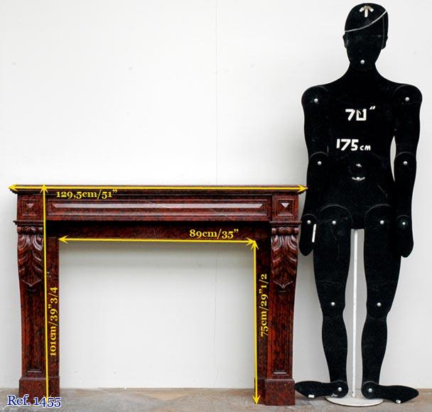 Cheminée en marbre rouge Griotte à feuilles d'eau Cheminée en marbre rouge Griotte à feuilles d'eau-8