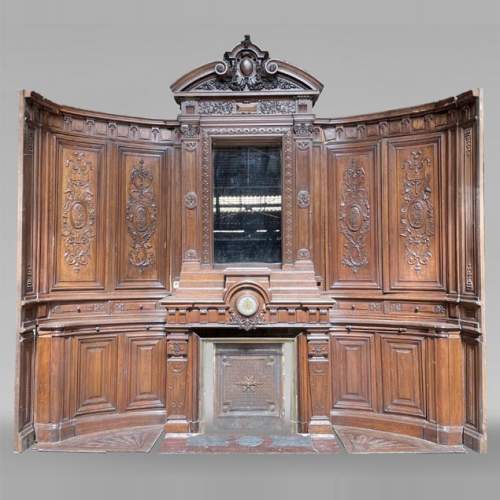 Paul MAZAROZ - Mur de boiseries de style Napoléon III de forme semi-circulaire