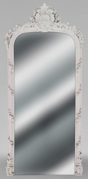 Grand trumeau d'époque Napoléon III à la coquille sculpté en bois et stuc Grand trumeau d'époque Napoléon III à la coquille sculpté en bois et stuc-0