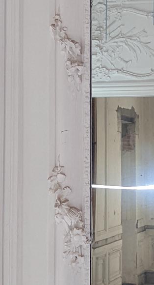 Grand trumeau d'époque Napoléon III à la coquille sculpté en bois et stuc Grand trumeau d'époque Napoléon III à la coquille sculpté en bois et stuc-4