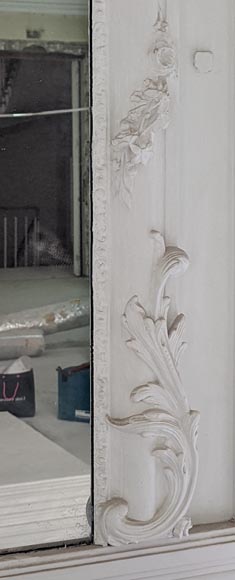 Grand trumeau d'époque Napoléon III à la coquille sculpté en bois et stuc Grand trumeau d'époque Napoléon III à la coquille sculpté en bois et stuc-5