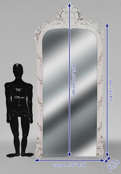 Grand trumeau d'époque Napoléon III à la coquille sculpté en bois et stuc Grand trumeau d'époque Napoléon III à la coquille sculpté en bois et stuc-6