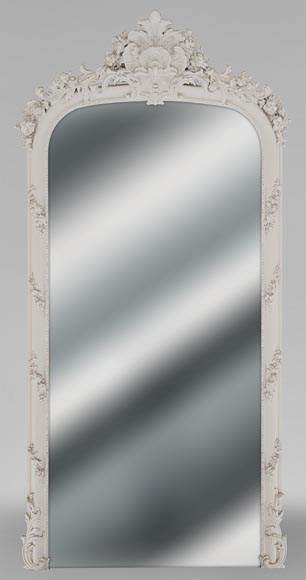 Grand trumeau de style Régence à coquille sculptée en bois et stuc Grand trumeau de style Régence à coquille sculptée en bois et stuc-0