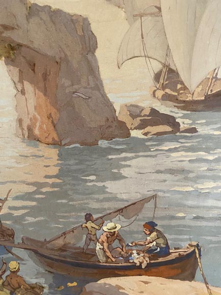 Ensemble de six toiles aux scènes de marines Ensemble de six toiles aux scènes de marines-11