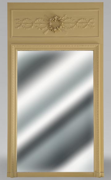 Trumeau de style Louis XVI à décors de fleurs et flèche de Cupidon Trumeau de style Louis XVI à décors de fleurs et flèche de Cupidon-0