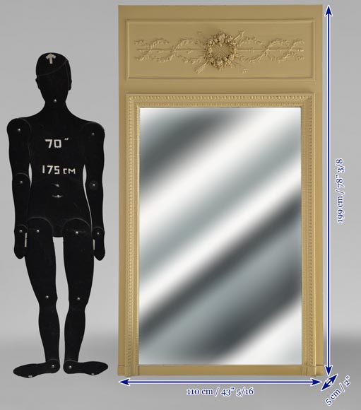 Trumeau de style Louis XVI à décors de fleurs et flèche de Cupidon Trumeau de style Louis XVI à décors de fleurs et flèche de Cupidon-8